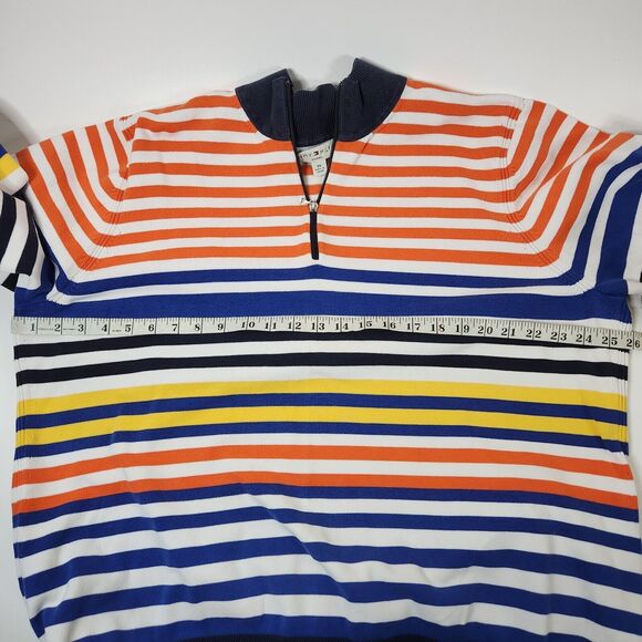 Vintage Tommy Hilfiger Mockneck Zip Sweater Wmn's 3X Orange Yellow Striped Y2K - Picture 9 of 10